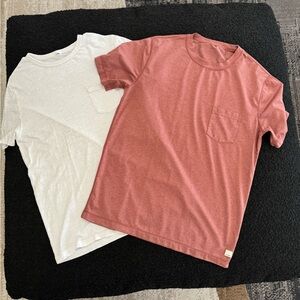 Vuori Shirt Bundle (2) Pocket T-Shirts - White and Red Size Small